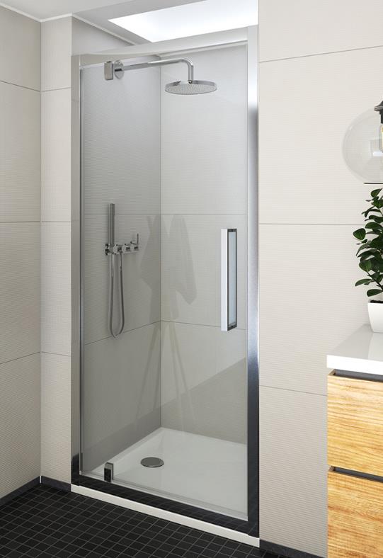 dušas durvis ECDO1N, 900 mm, h=2000, melns/caurspīdīgs stikls